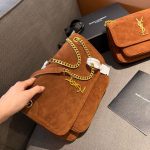 Saint Laurent Niki Baby Quilted Suede Chain Bag Brown 28cm - Image 5