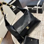 Chanel Maxi Hobo Bag Black Leather 43Cm AS5839 B22140 94305 - Image 3