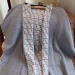 Fendi Ff Poncho Gray And White Wool And Cashmere - Image 6