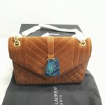 Saint Laurent Envelope Medium Matelassé Suede Shoulder Bag Brown 24Cm - Image 4