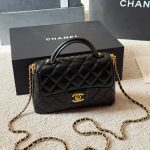 Chanel Mini Flap Top Handle Bag And Gold Metal Black 20Cm AS5355 B19386 94305 - Image 6