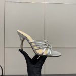 Gucci Women Slide Sandal With Crystal Interlocking G Silver 852663 0Mw00 8106 - Image 3