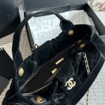 Chanel Bow Bag Velvet Effect Nylon And Gold Tone Metal Black 35Cm As5851 B22154 94305 - Image 9
