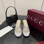 Gucci Women Slide Sandal With Crystal Interlocking G Silver 852663 0Mw00 8106 - Image 4