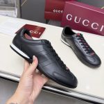 Gucci Men Shift Trainers All Black Leather 857018 Aafuh 1086 - Image 7
