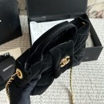 Chanel Bow Bag Velvet Effect Nylon And Gold Tone Metal Black 35Cm As5851 B22154 94305 - Image 5