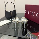 Gucci Women Slide Sandal With Crystal Interlocking G Silver 852663 0Mw00 8106 - Image 7