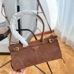 Prada Bonnie Medium Suede Handbag Brown 32Cm 1Ba426 2C4S F0401 V Moo - Image 4