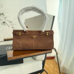 Prada Bonnie Medium Suede Handbag Brown 32Cm 1Ba426 2C4S F0401 V Moo - Image 3