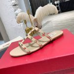 Valentino Garavani Rockstud Flat Slide Sandal Beige 5W2S0C49Vod P45 - Image 7