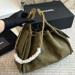 Chanel Small 25 Handbag Gold Tone Metal Khaki 26Cm - Image 5