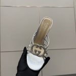 Gucci Women Slide Sandal With Crystal Interlocking G Silver 852663 0Mw00 8106 - Image 9