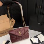 Saint Laurent Toy Puffer In Shiny Leather Burgundy 22Cm 759337Aaffa6593 - Image 4