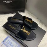 Saint Laurent Logo Slippers Black - Image 3