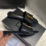 Saint Laurent Logo Slippers Black - Image 4
