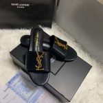 Saint Laurent Logo Slippers Black - Image 6