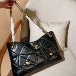Chanel Shopping Bag Gold Tone Metal Black 38Cm As5740 B22139 94305 - Image 4