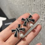 Chanel Cc Costume Earrings Black Abg402 B21902 U3576 - Image 4