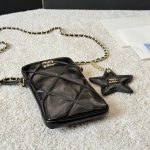 Chanel Phone Holder With Chain Shiny Crumpled And Gold Tone Metal Black 18Cm Ap4777 B21296 94305 - Image 8