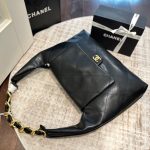Chanel Maxi Hobo Bag Black Leather 43Cm AS5839 B22140 94305 - Image 7