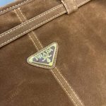 Prada Bonnie Large Suede Handbag Brown 38Cm 1Ba433 2C4S F0401 V Moo - Image 7