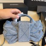 Chanel Mini Bow Bag Washed Denim And Gold Tone Metal Blue 21Cm - Image 9