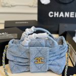 Chanel Mini Bow Bag Washed Denim And Gold Tone Metal Blue 21Cm - Image 5