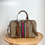 Gucci Ophidia Medium Boston Bag Beige And Brown GG Canvas 30Cm ‎857595 FAFUF 9870 - Image 3
