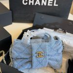 Chanel Mini Bow Bag Washed Denim And Gold Tone Metal Blue 21Cm - Image 3