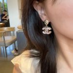 Chanel Large Enamel Cc Dangle Earrings Light Pink - Image 5