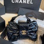 Chanel Mini Bow Bag Shiny And Gold Tone Metal Black 21Cm As5849 B22148 94305 - Image 3