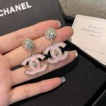 Chanel Large Enamel Cc Dangle Earrings Light Pink - Image 4
