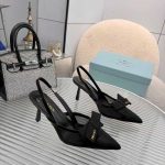 Prada Mesh Fabric Slingback Pumps In Black - Image 3