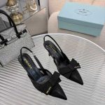 Prada Mesh Fabric Slingback Pumps In Black - Image 4