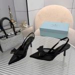 Prada Mesh Fabric Slingback Pumps In Black - Image 6