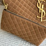 Saint Laurent Large Tote Bag In Suede Brown 36cm - Image 7