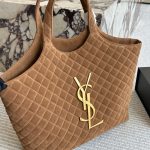 Saint Laurent Large Tote Bag In Suede Brown 36cm - Image 4