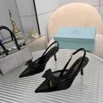 Prada Mesh Fabric Slingback Pumps In Black - Image 5