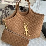Saint Laurent Large Tote Bag In Suede Brown 36cm - Image 3