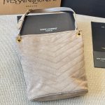 Saint Laurent Niki Supple Bucket In Suede Gray 38cm - Image 9