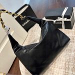 Chanel Maxi Hobo Bag Black Leather 43Cm AS5839 B22140 94305 - Image 10