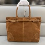 Prada Bonnie Large Suede Handbag Brown 38Cm 1Ba433 2C4S F0401 V Moo - Image 4