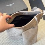 Saint Laurent Niki Supple Bucket In Suede Gray 38cm - Image 10
