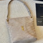 Saint Laurent Niki Supple Bucket In Suede Gray 38cm - Image 3