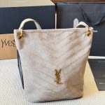 Saint Laurent Niki Supple Bucket In Suede Gray 38cm - Image 5