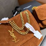 Saint Laurent Niki Baby Quilted Suede Chain Bag Brown 28cm - Image 7