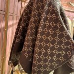 Gucci Gg Wool Jacquard Cape Brown And Beige 140cm 817831 3g200 2579 - Image 5
