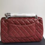 Chanel Medium Classic Flap Bag Silver Hardware Burgundy 25Cm A01113 - Image 4