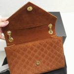 Saint Laurent Envelope Medium Matelassé Suede Shoulder Bag Brown 24Cm - Image 7