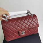 Chanel Medium Classic Flap Bag Silver Hardware Burgundy 25Cm A01113 - Image 5